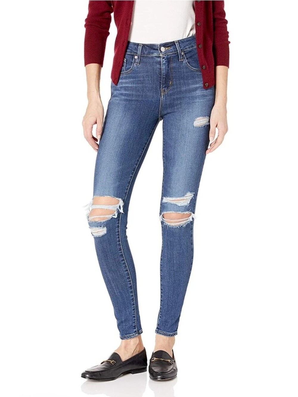 ❤️ LEVIS 721 HIGH RISE SKINNY JEANS, DISTRESSED, 14 (32)